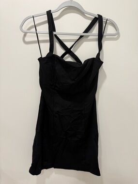 Reformation Black Mini Dress with Cross-Back Straps